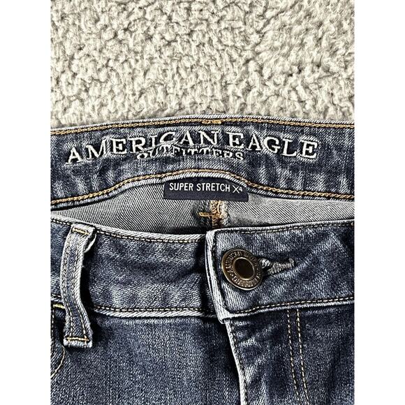 American Eagle Jeans Women 4 Short Super Stretch Low Rise Skinny‎ Dark Wash - Picture 6 of 9
